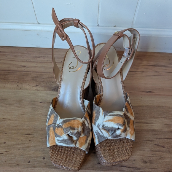 Sam Edelman Brown and Cream Platform Sandals - Picture 4 of 8